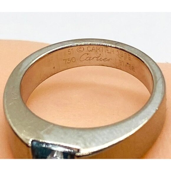 Cartier Aquamarine 18K White Gold Tank Ring Size 5.75 - Picture 10 of 10